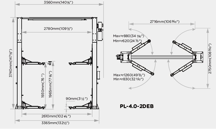 2 Koloms Hefbrug "New York" - 4 ton