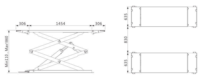 Dubbele schaarlift Kansas City 2,0 - 4 ton