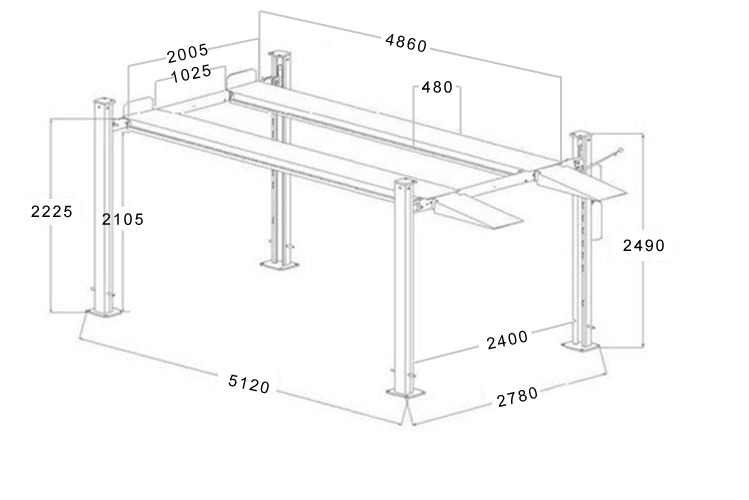 4 koloms lift Memphis - 4 ton hefvermogen